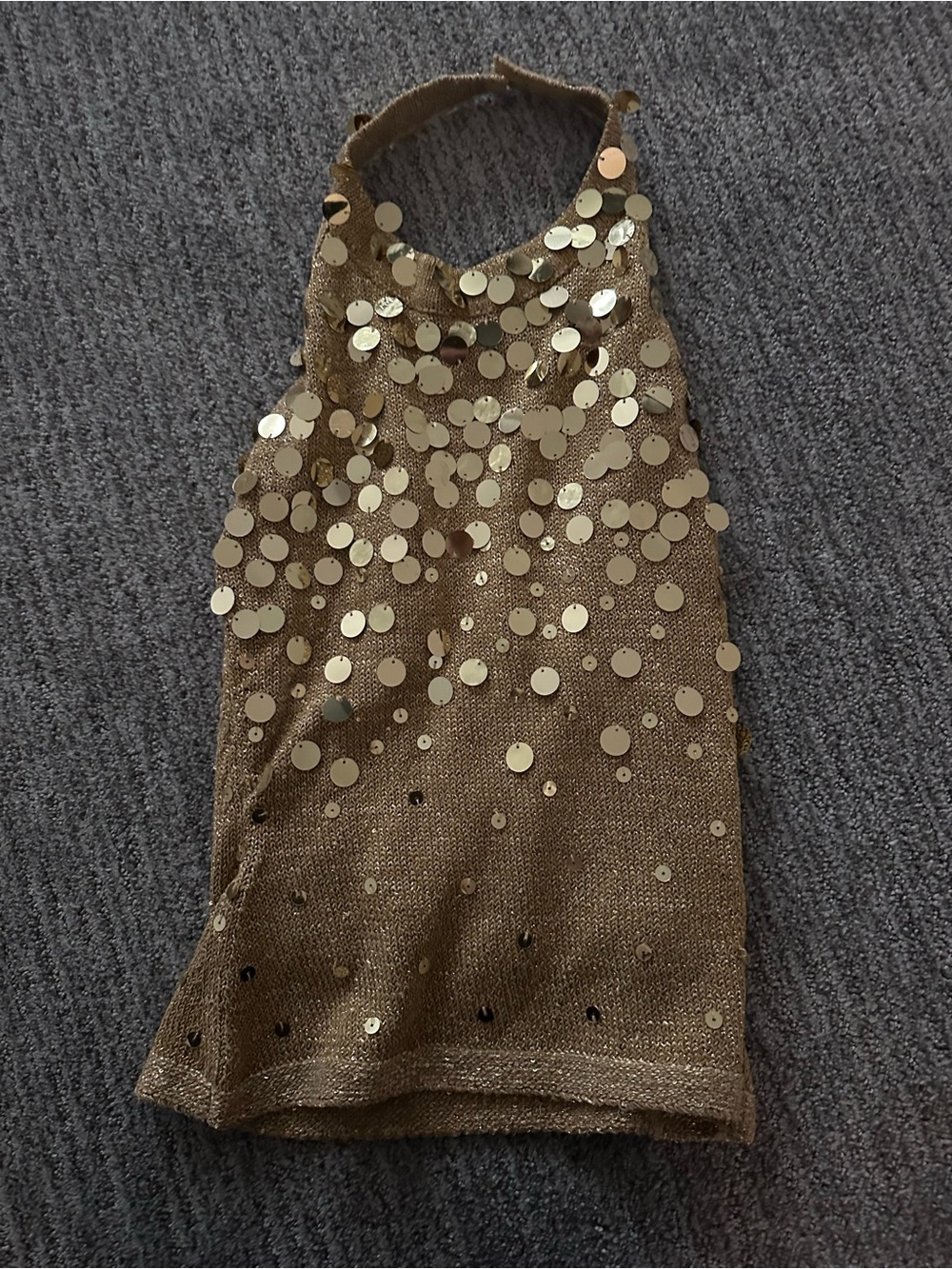 Gold Sequin Halter Tank Top for Women